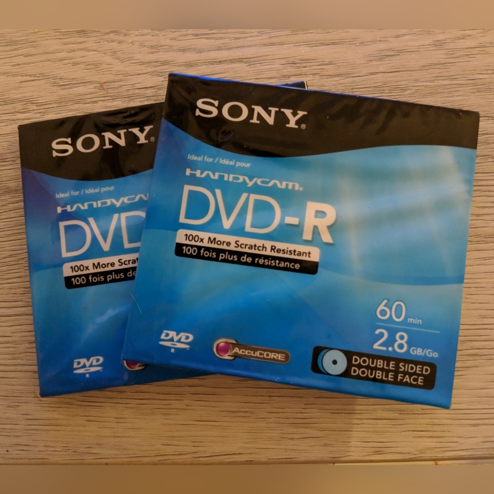 NEW SEALED Sony Handycam DVD-R 60 Min Double Sided Lot Of 2